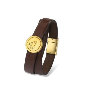 Leather bracelet with hoofprint nugget